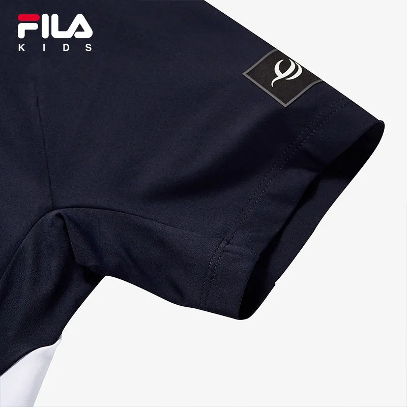 (130-170cm) FILA KIDS PERFORMANCE GOLF Boy's Short Sleeve Polo in Blue