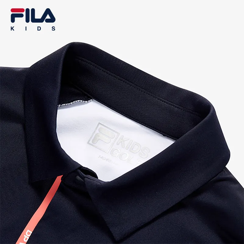 (130-170cm) FILA KIDS PERFORMANCE GOLF Boy's Short Sleeve Polo in Blue