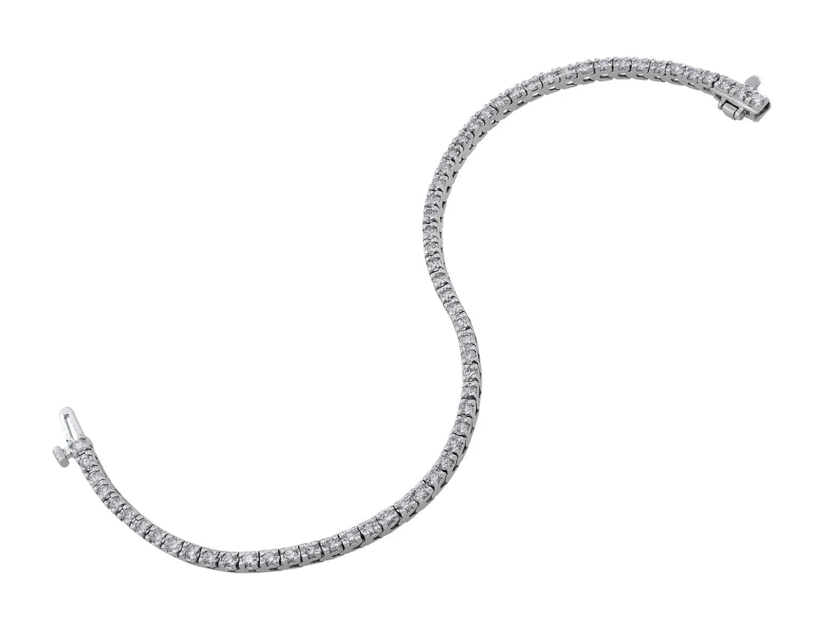 14kt White Gold 3.10ctw Diamond Tennis Bracelet - Estate