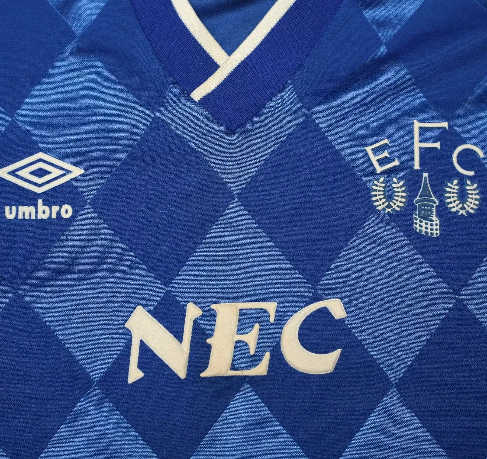 1986/89 EVERTON Vintage Umbro Home Football Shirt Jersey (M)