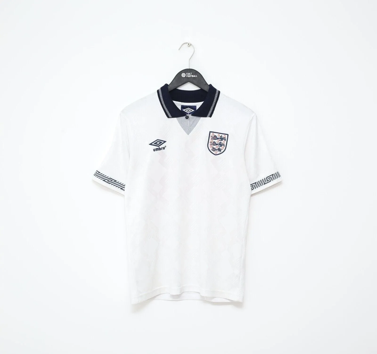 1990/92 GASCOIGNE #19 England Retro Umbro Home Football Shirt (S) Italia 90