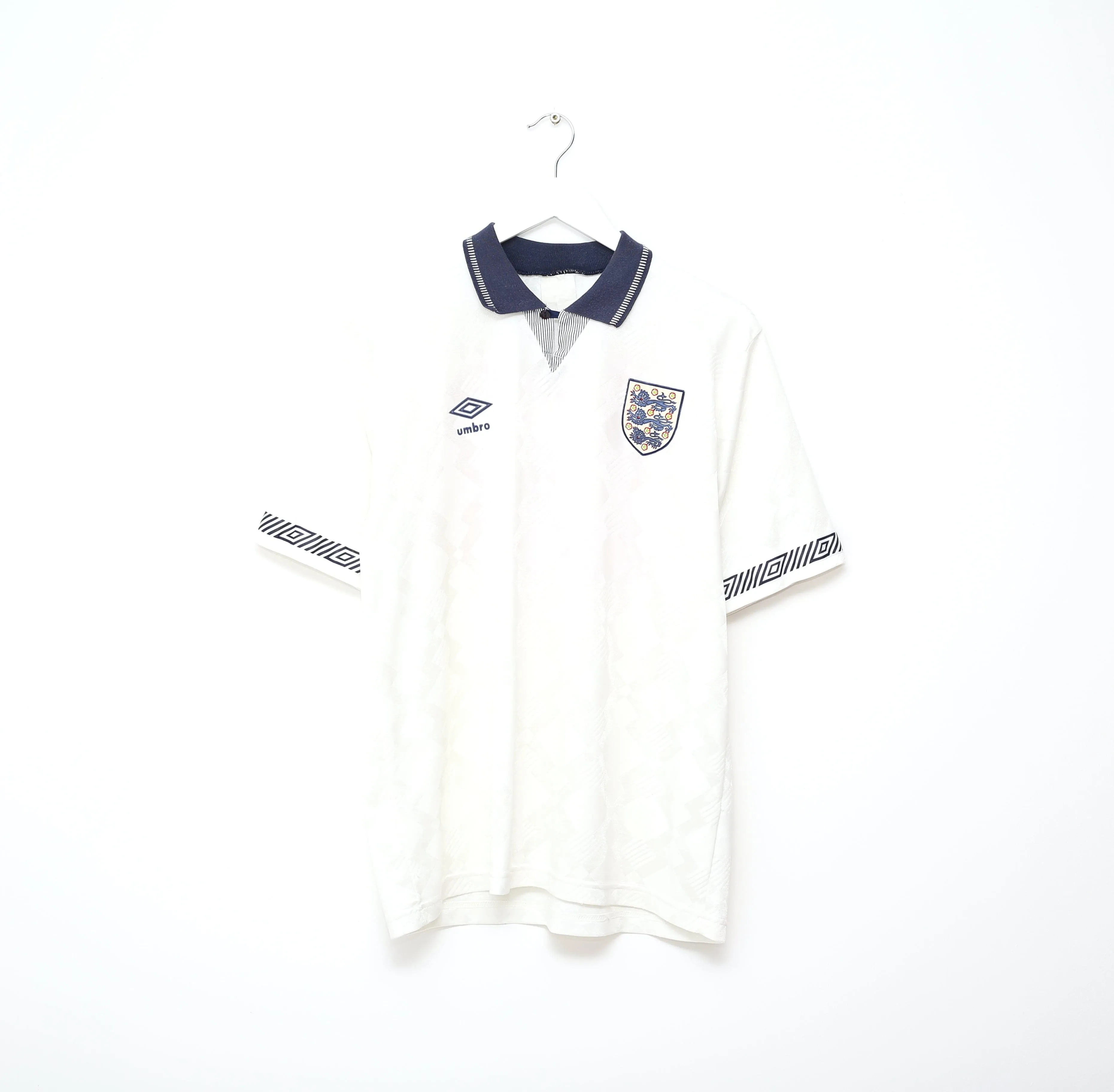 1990/92 GASCOIGNE #19 England Vintage Umbro Home Football Shirt (L) Italia 90