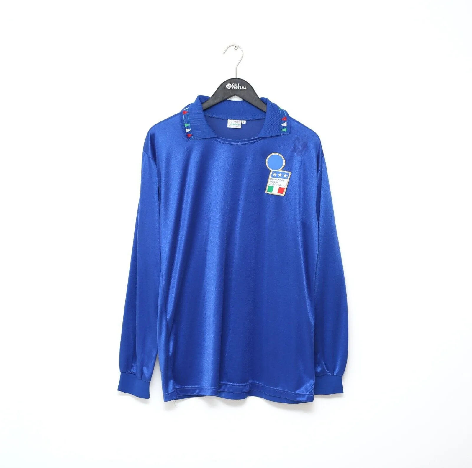 1992/93 BAGGIO #10 Italy Vintage Diadora LS Home Football Shirt Jersey (L)