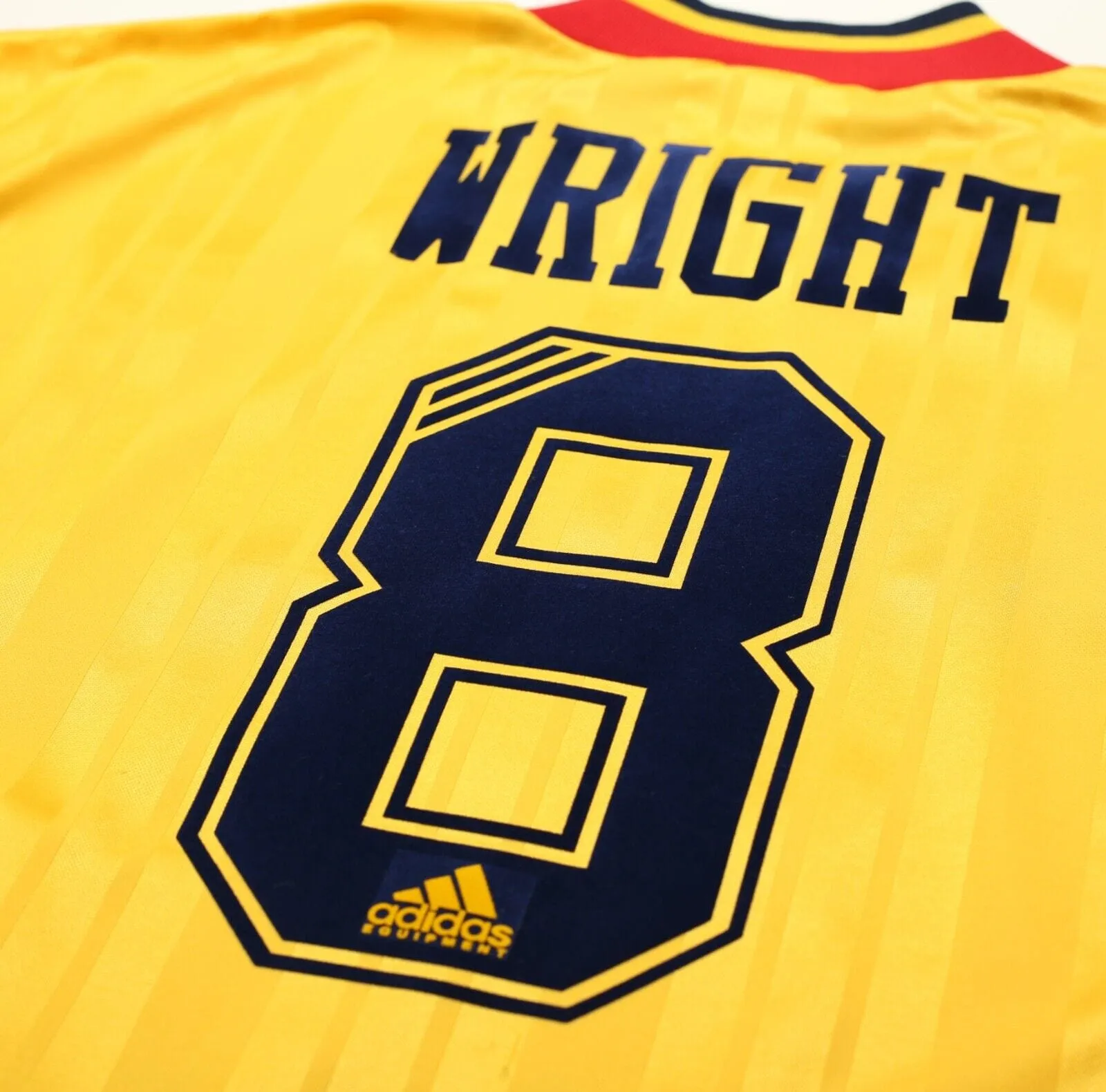 1993/94 WRIGHT #8 Arsenal Vintage adidas Equipment Away Football Shirt (L)