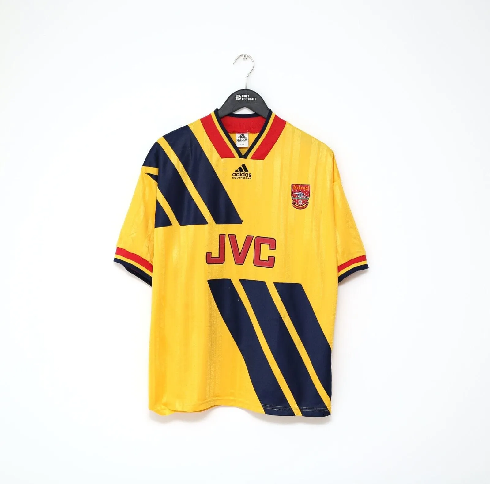 1993/94 WRIGHT #8 Arsenal Vintage adidas Equipment Away Football Shirt (L)