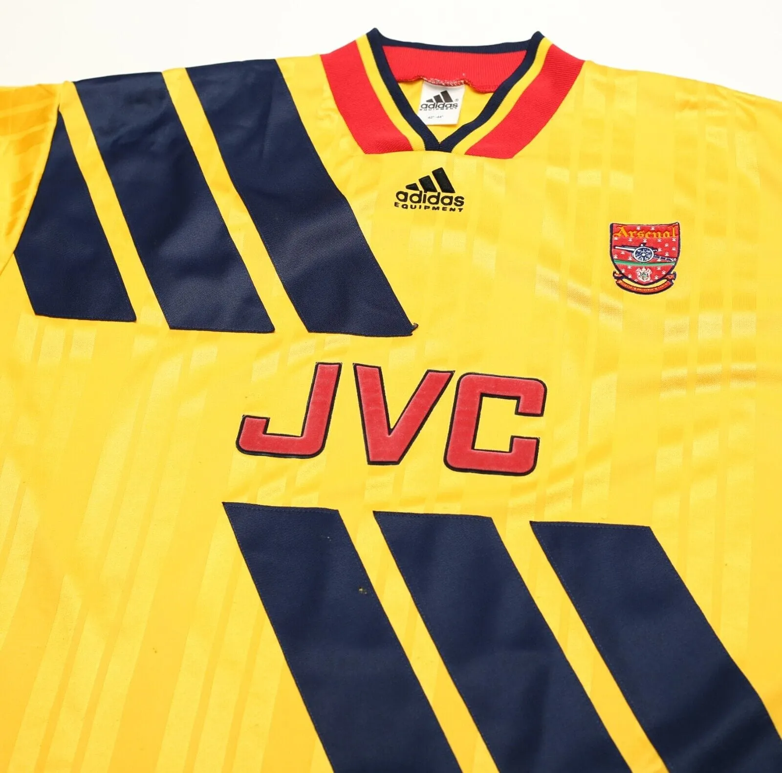 1993/94 WRIGHT #8 Arsenal Vintage adidas Equipment Away Football Shirt (L)