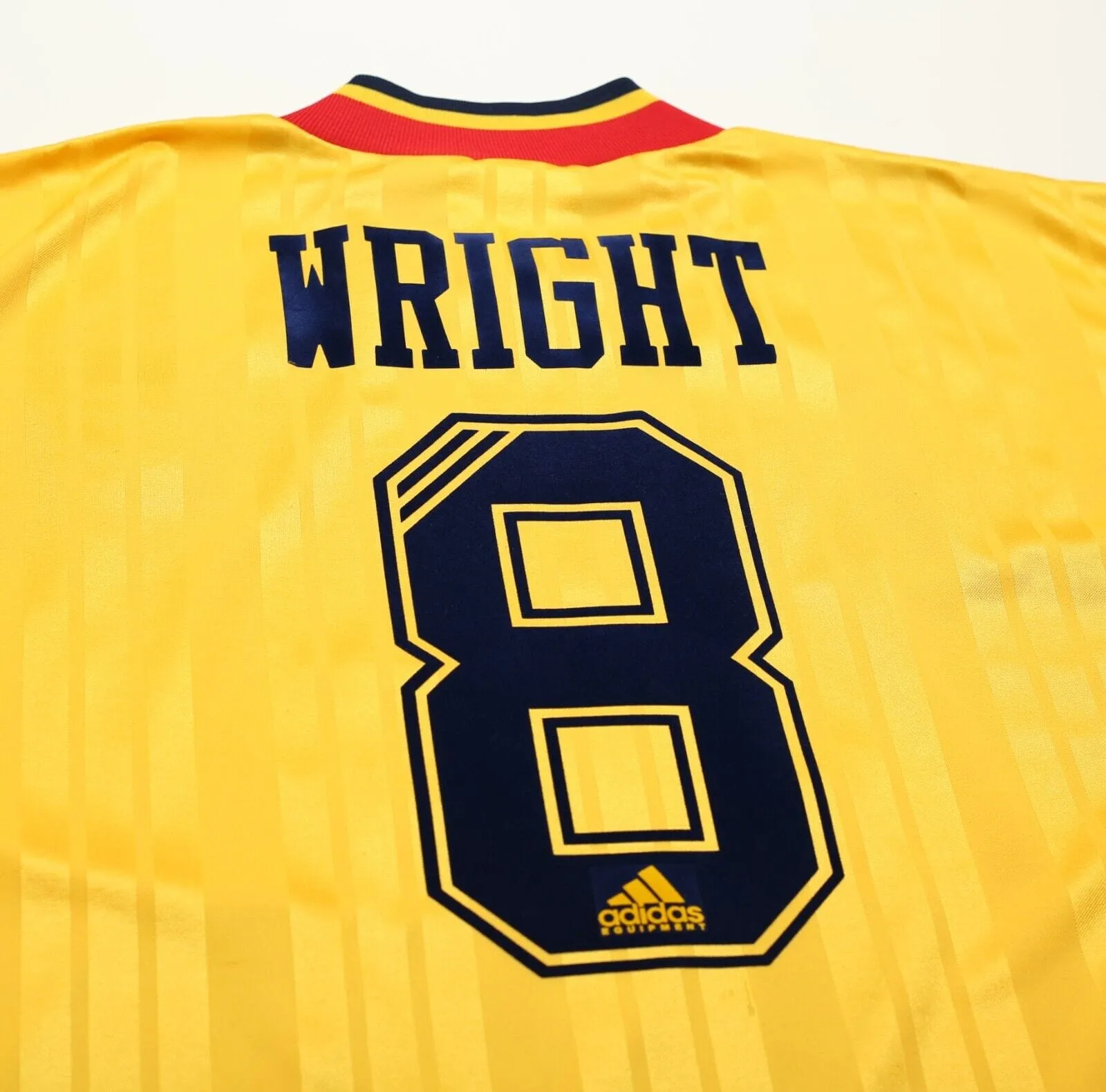 1993/94 WRIGHT #8 Arsenal Vintage adidas Equipment Away Football Shirt (L)