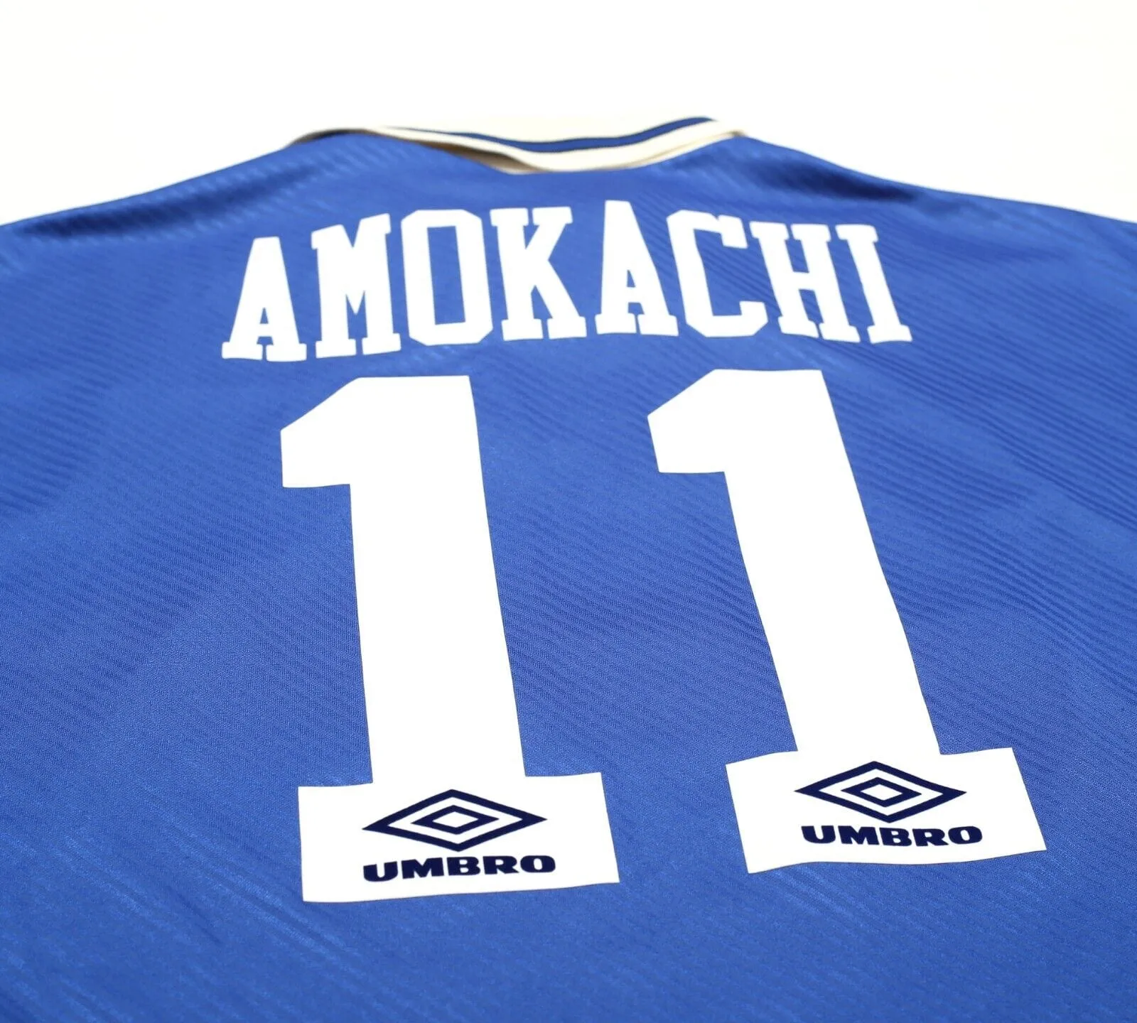 1993/95 AMOKACHI #11 Everton Vintage Umbro HOME Football Shirt (M)