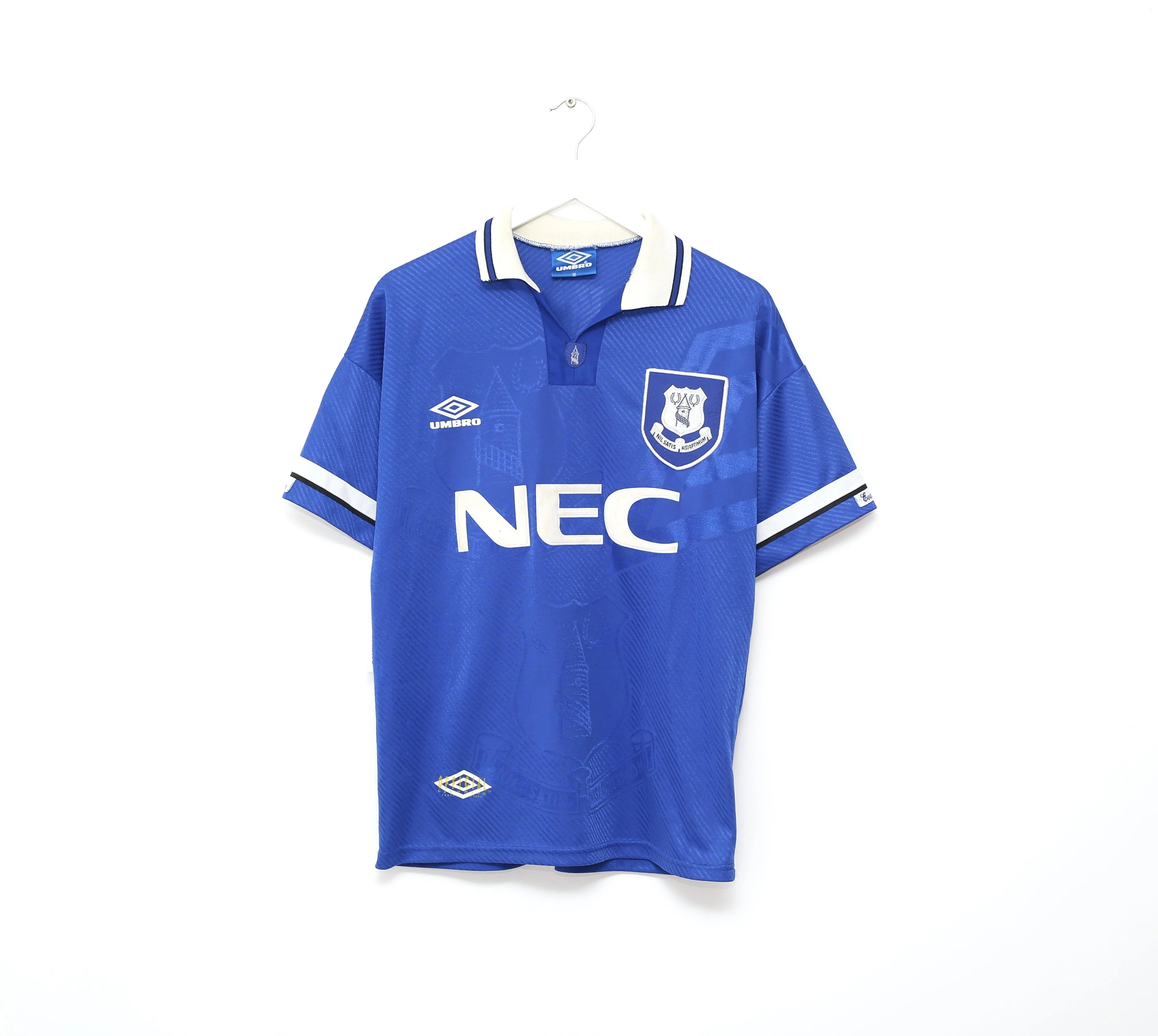 1993/95 AMOKACHI #11 Everton Vintage Umbro HOME Football Shirt (M)