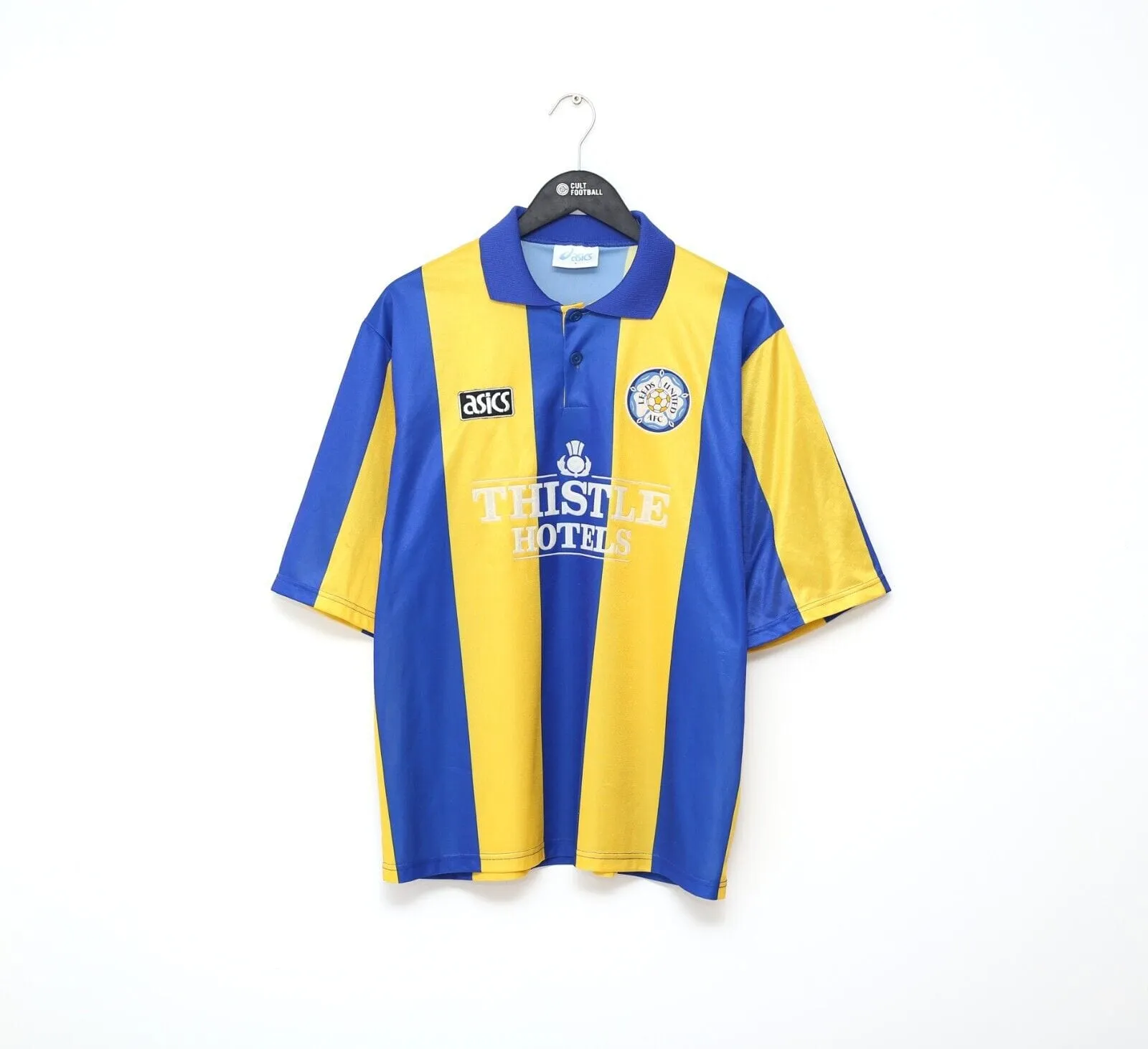 1993/95 LEEDS UNITED Vintage Asics Away Football Shirt Jersey (L)