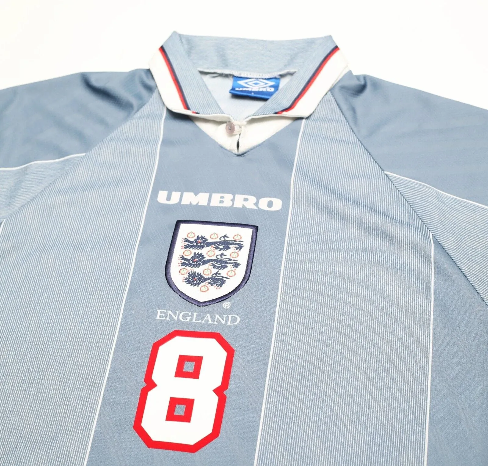 1996/97 GASCOIGNE #8 England Vintage Umbro Away Football Shirt (M/L) Euro 96