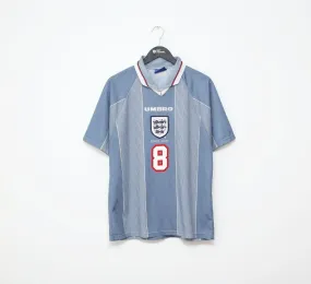 1996/97 GASCOIGNE #8 England Vintage Umbro Away Football Shirt (M/L) Euro 96