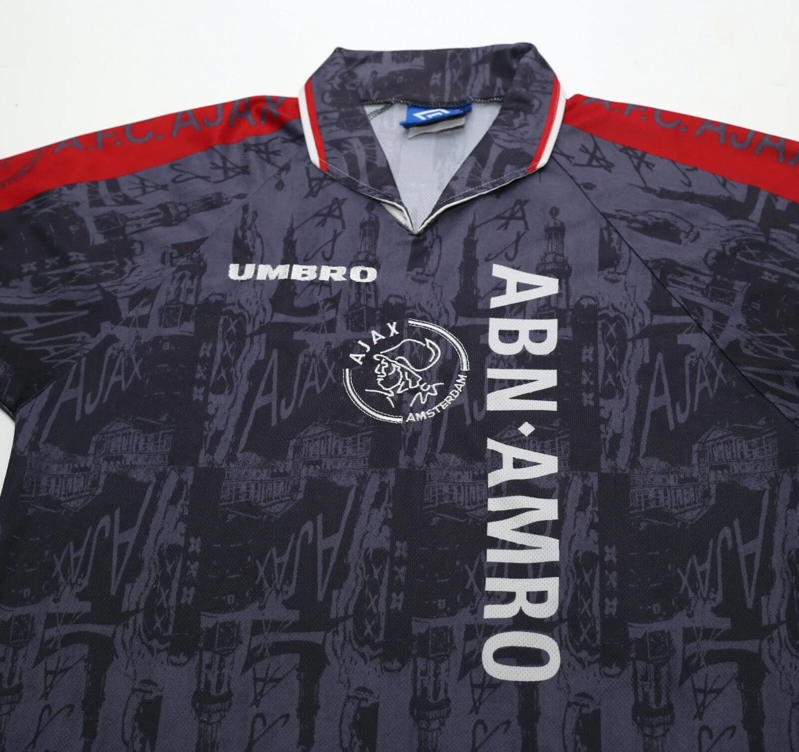 1996/97 KLUIVERT #9 Ajax Vintage Umbro Away Football Shirt Jersey (L)