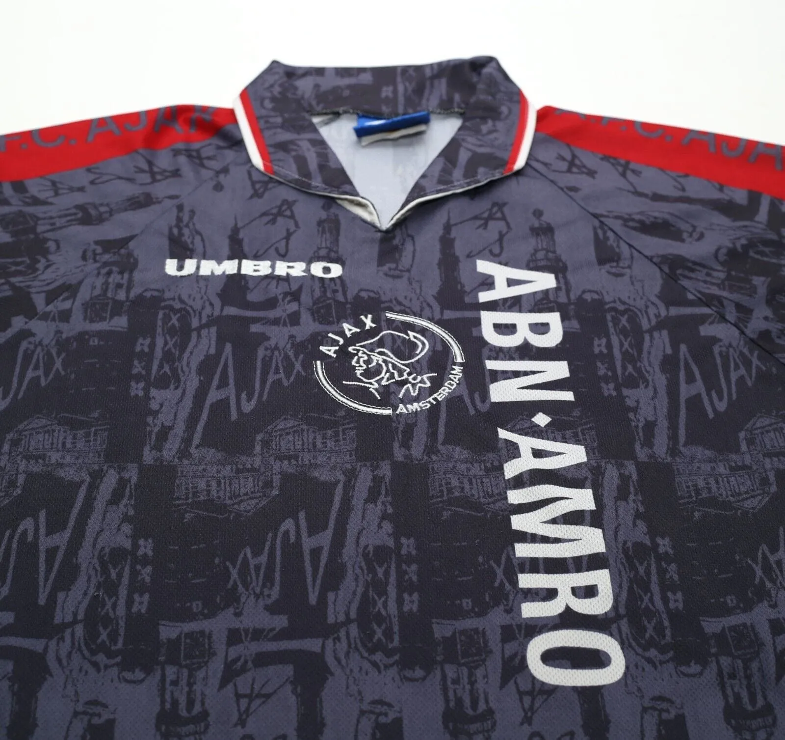 1996/97 KLUIVERT #9 Ajax Vintage Umbro Away Football Shirt Jersey (L)