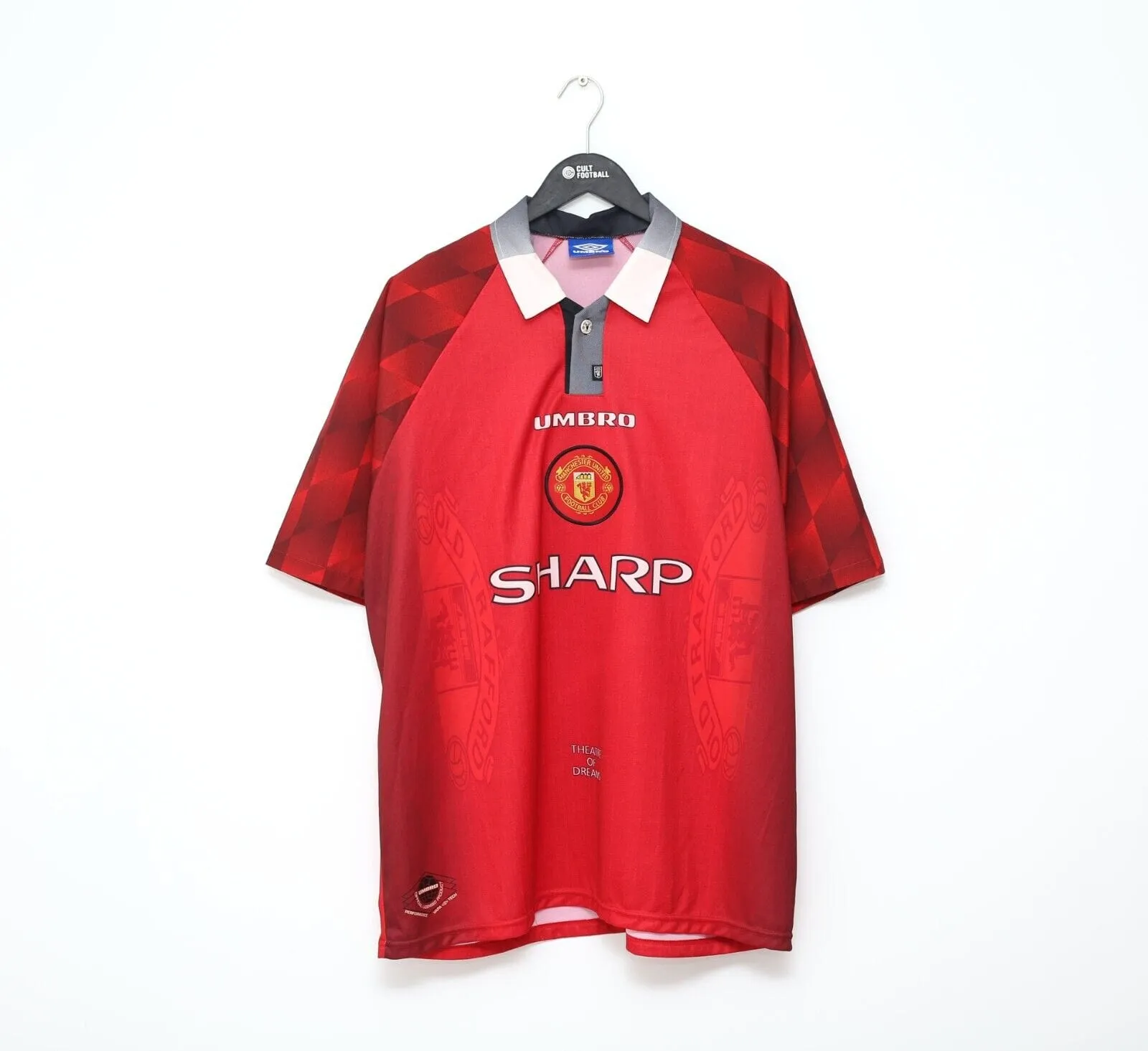 1996/98 BECKHAM #10 Manchester United Vintage Umbro Home Football Shirt (XXL)