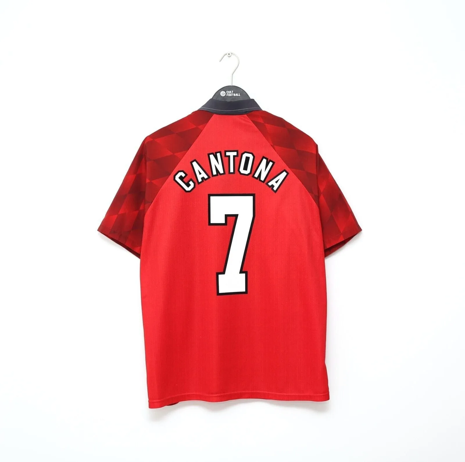 1996/98 CANTONA #7 Manchester United Vintage Umbro Home Football Shirt (L)