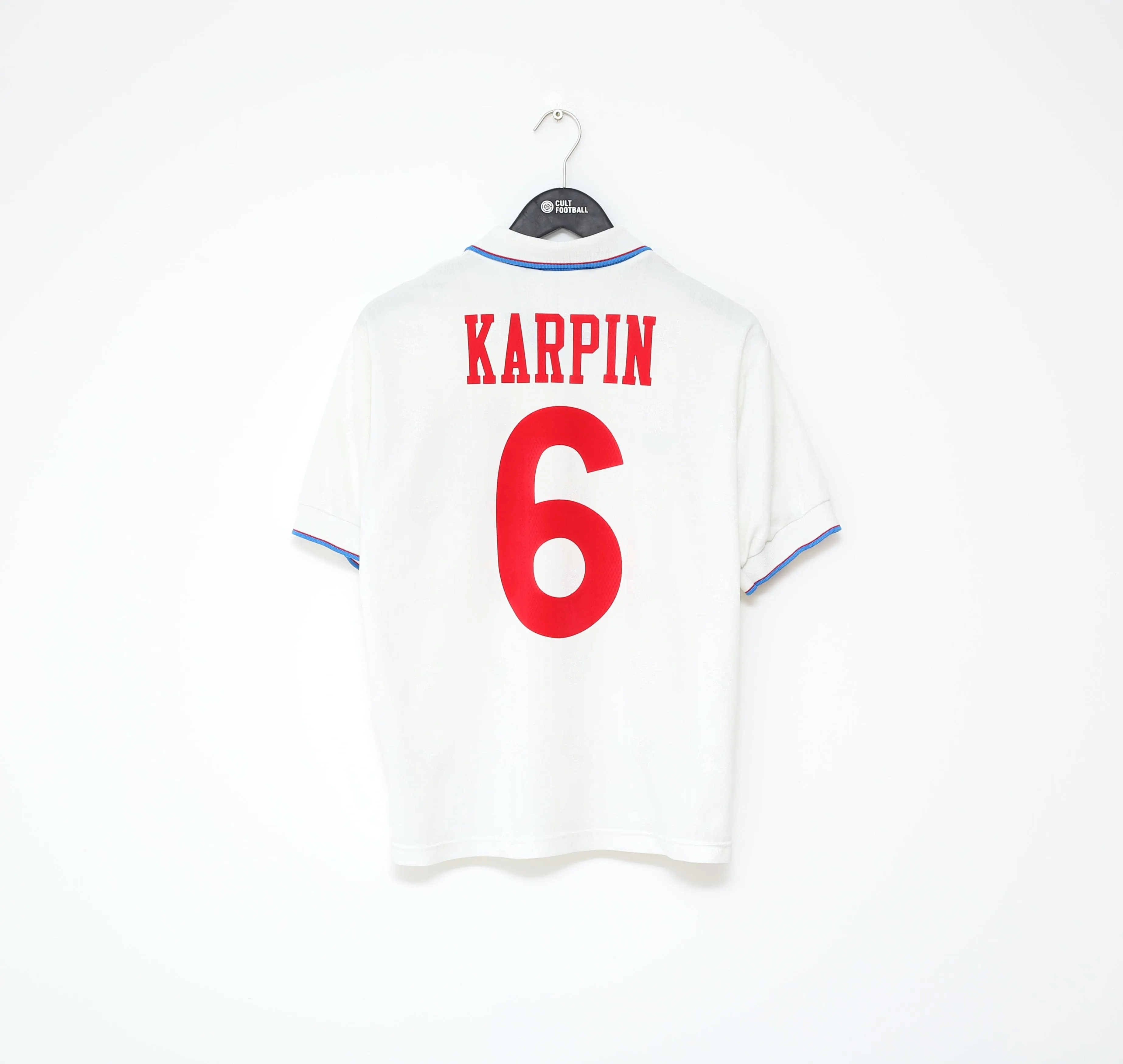 1996/98 KARPIN #6 Russia Vintage Reebok Home Football Shirt (S) Real Sociedad