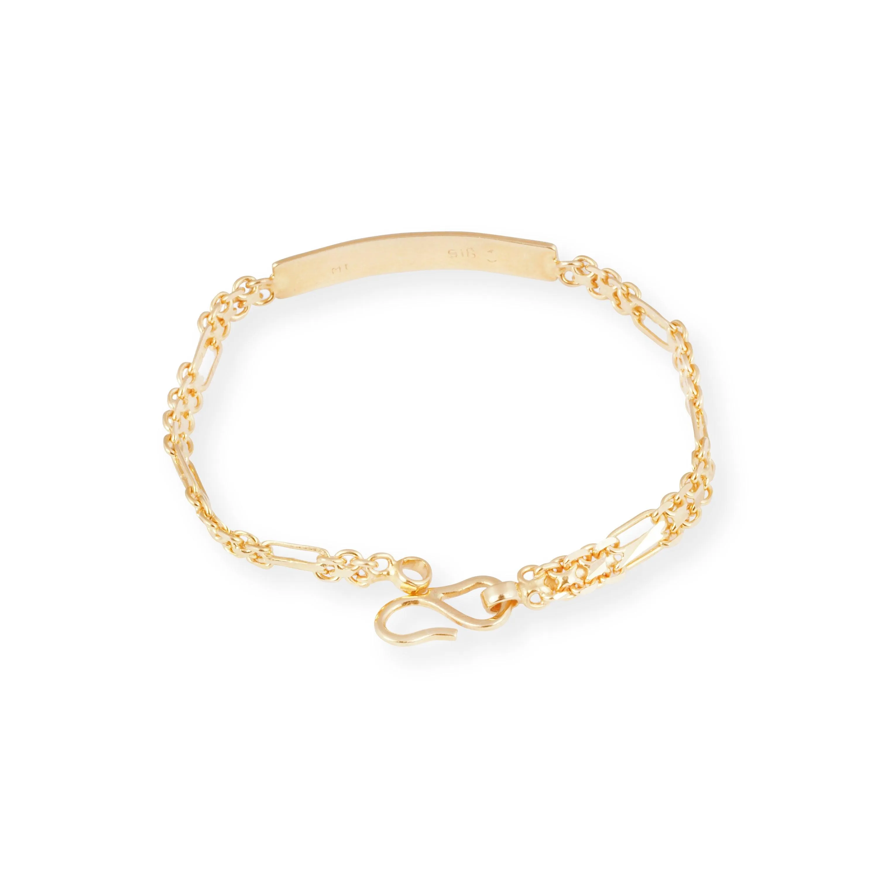 22ct Gold Child Bracelet with Engravable Plate & '' S '' Clasp CBR-8471