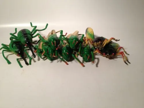 9 Fun Toy Rubber Locust Insect Novelty Bug Grasshoppers