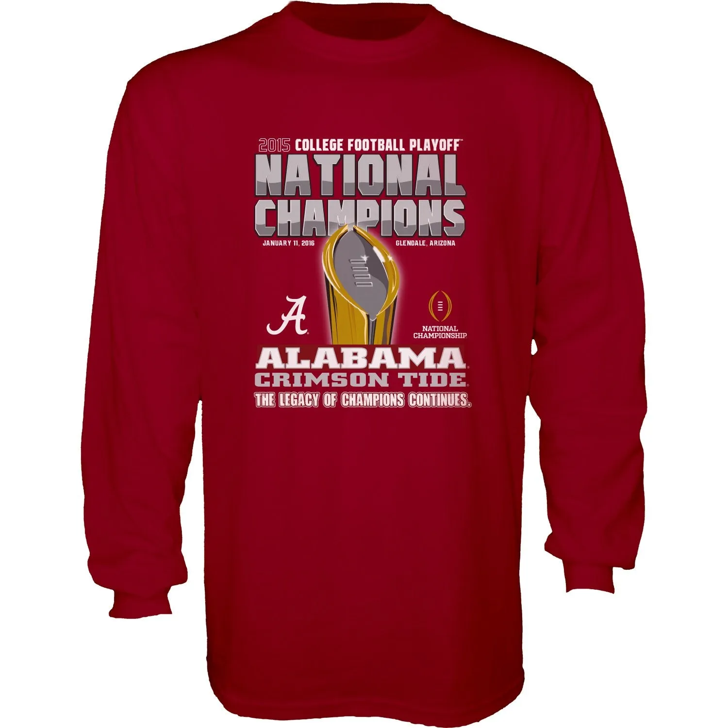 Alabama Crimson Tide Blue 84 2016 Football Champions Trophy LS T-Shirt