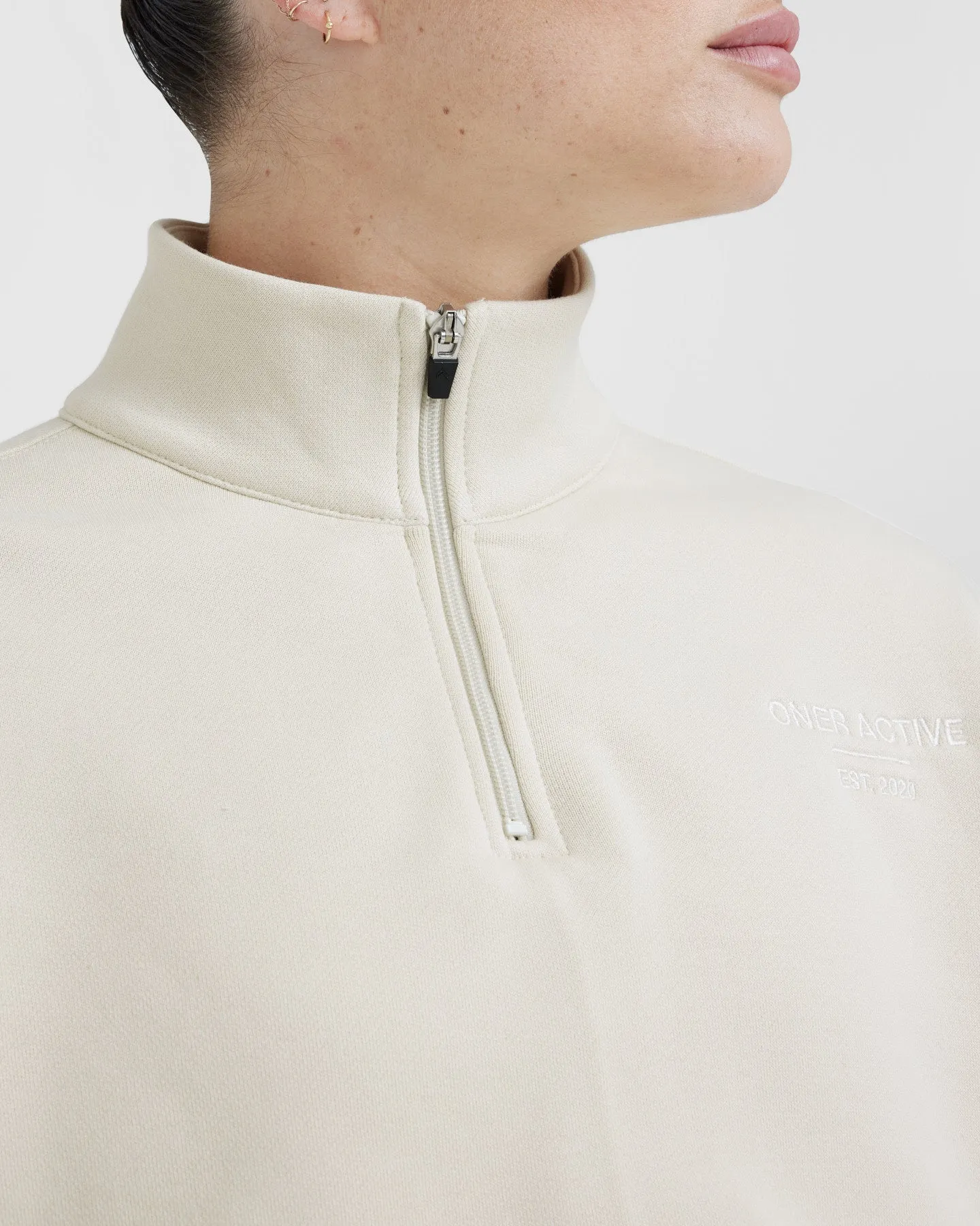 All Day Est 2020 Crop 1/4 Zip Sweatshirt | Vanilla