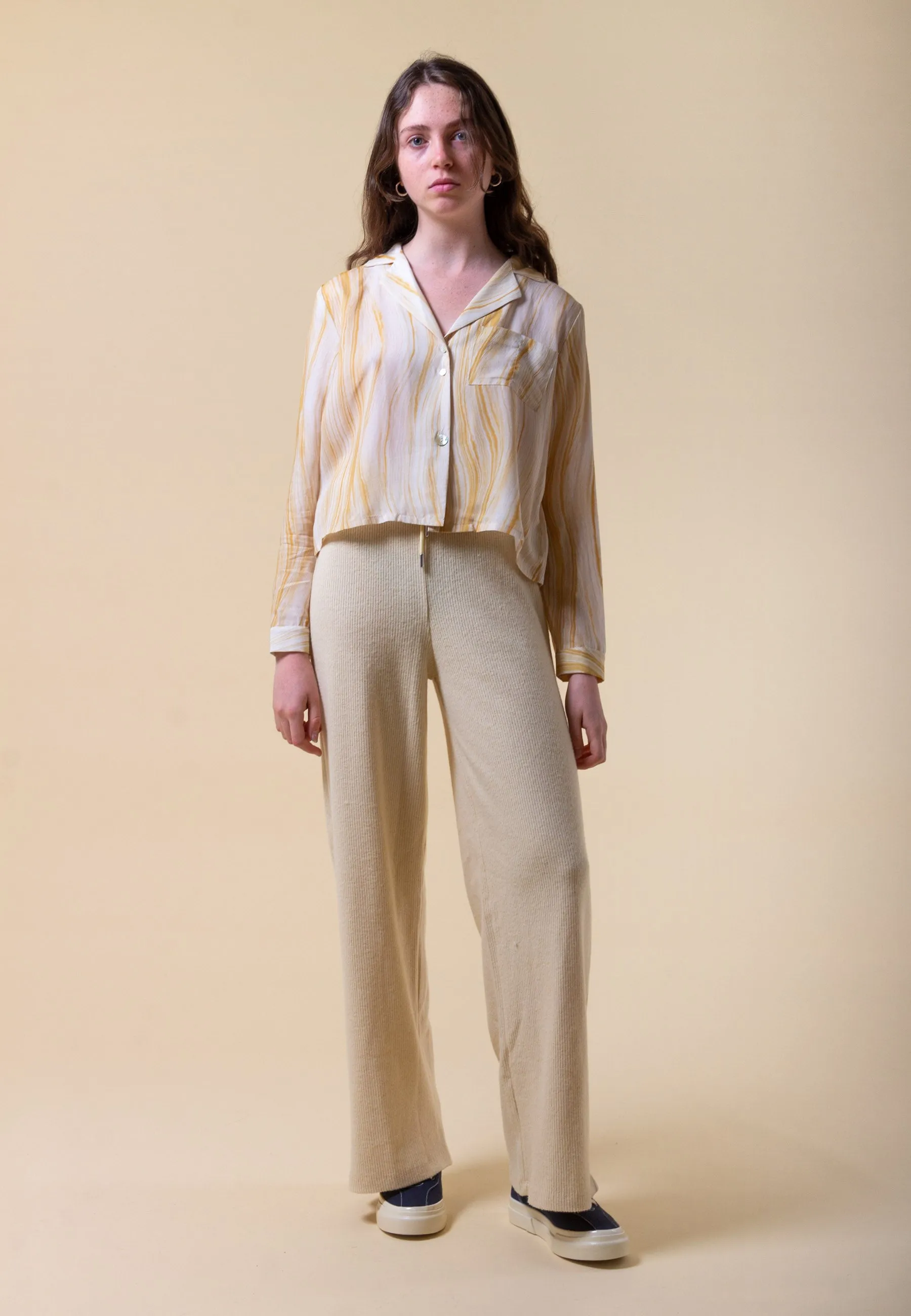 Ankle Rib Trouser - cream