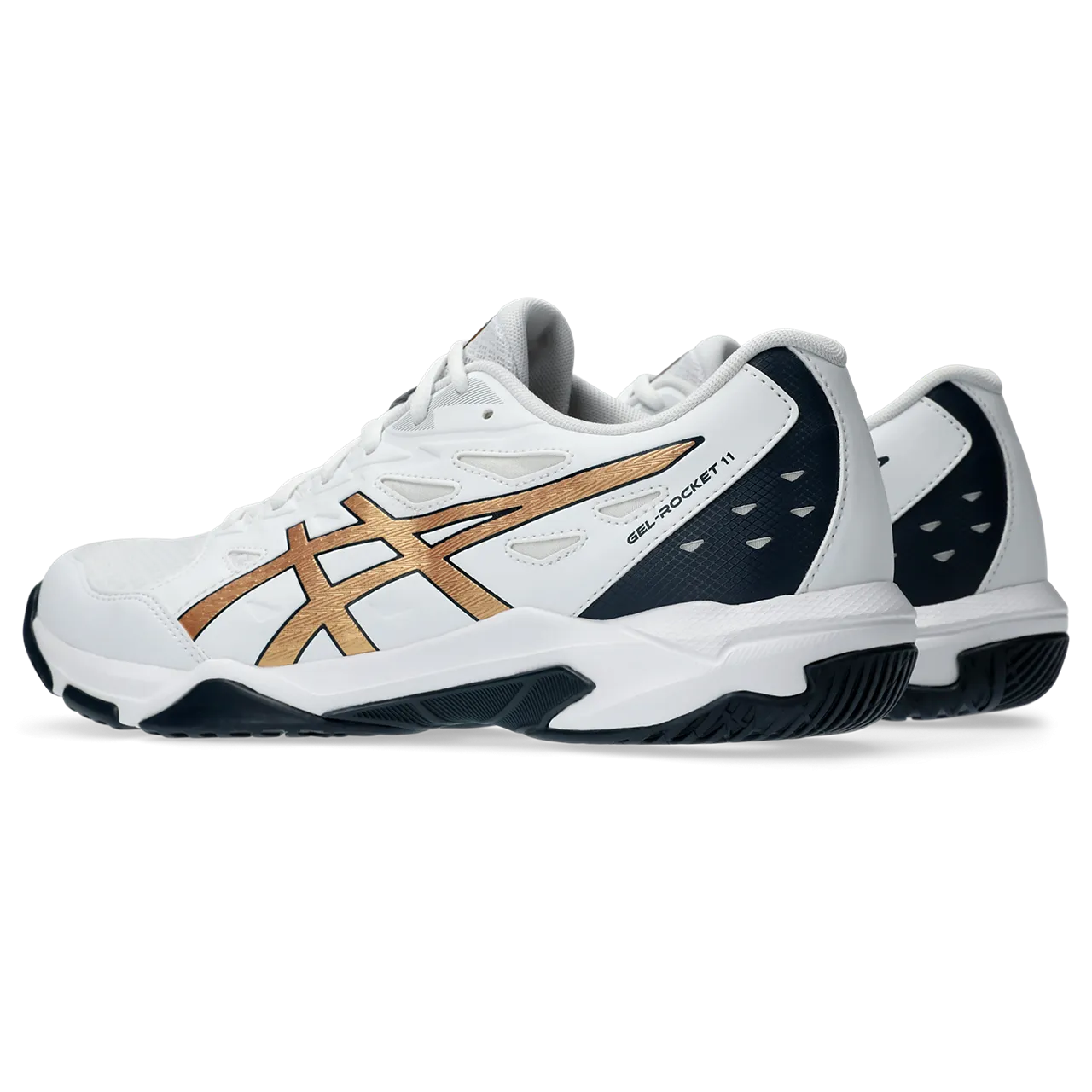 Asics Men's Gel Rocket 11 Indoor Court Shoes White Pure Gold