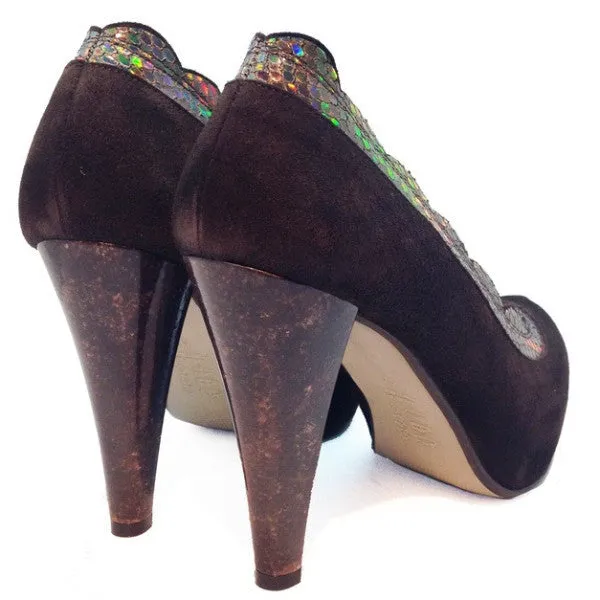 Beaucoup- Brown Suede platform heel