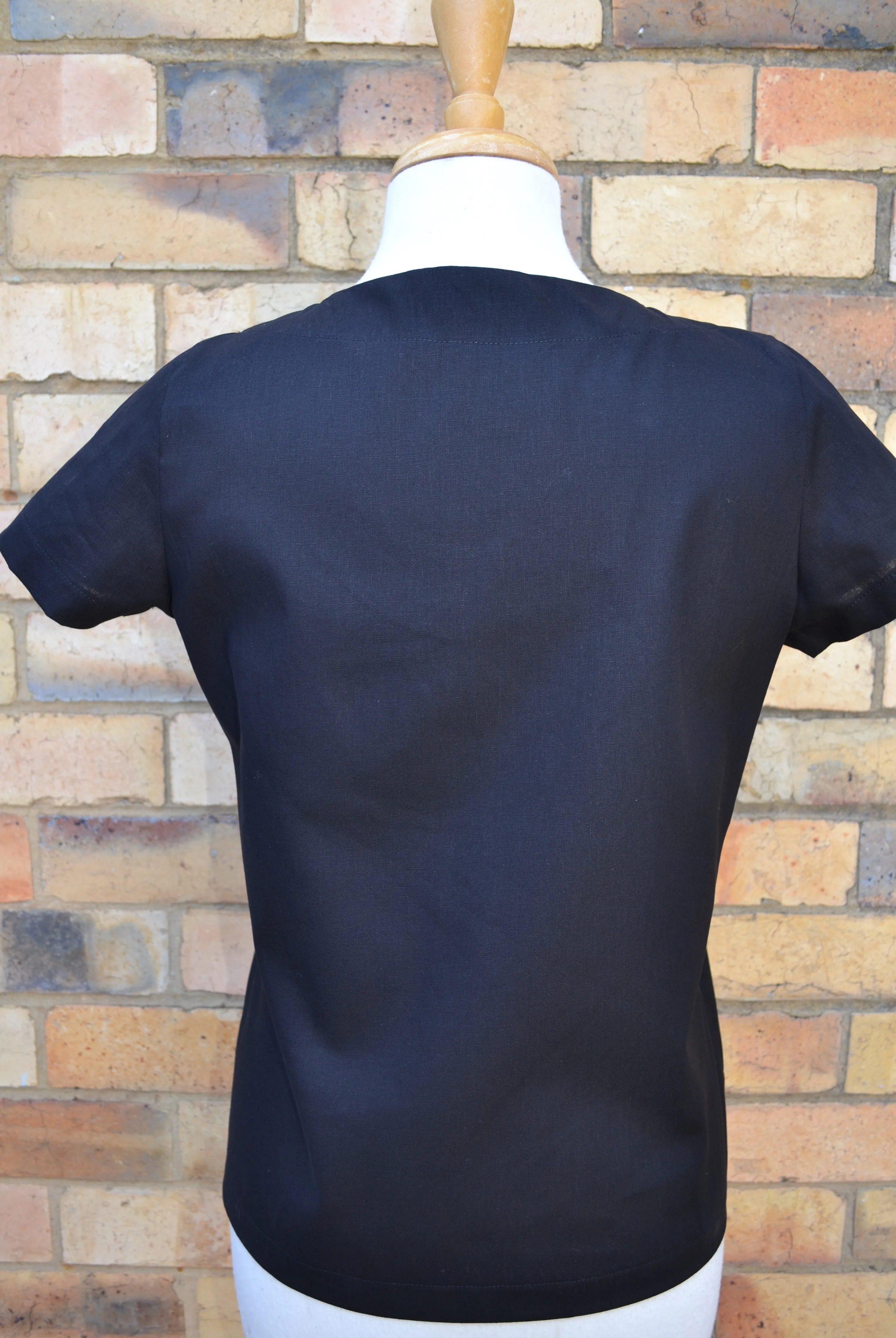 Berserk Black V neck Cotton linen  top