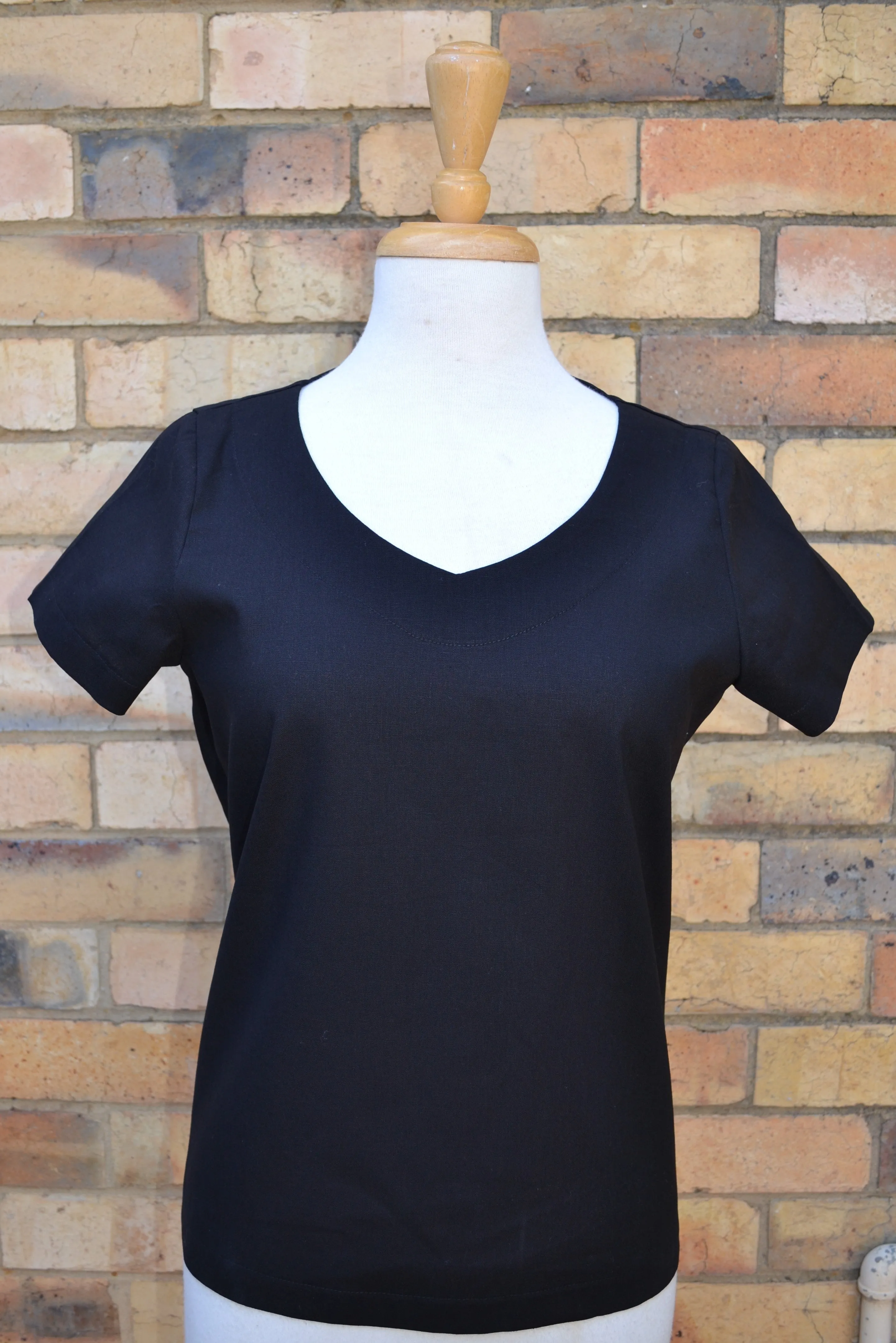 Berserk Black V neck Cotton linen  top