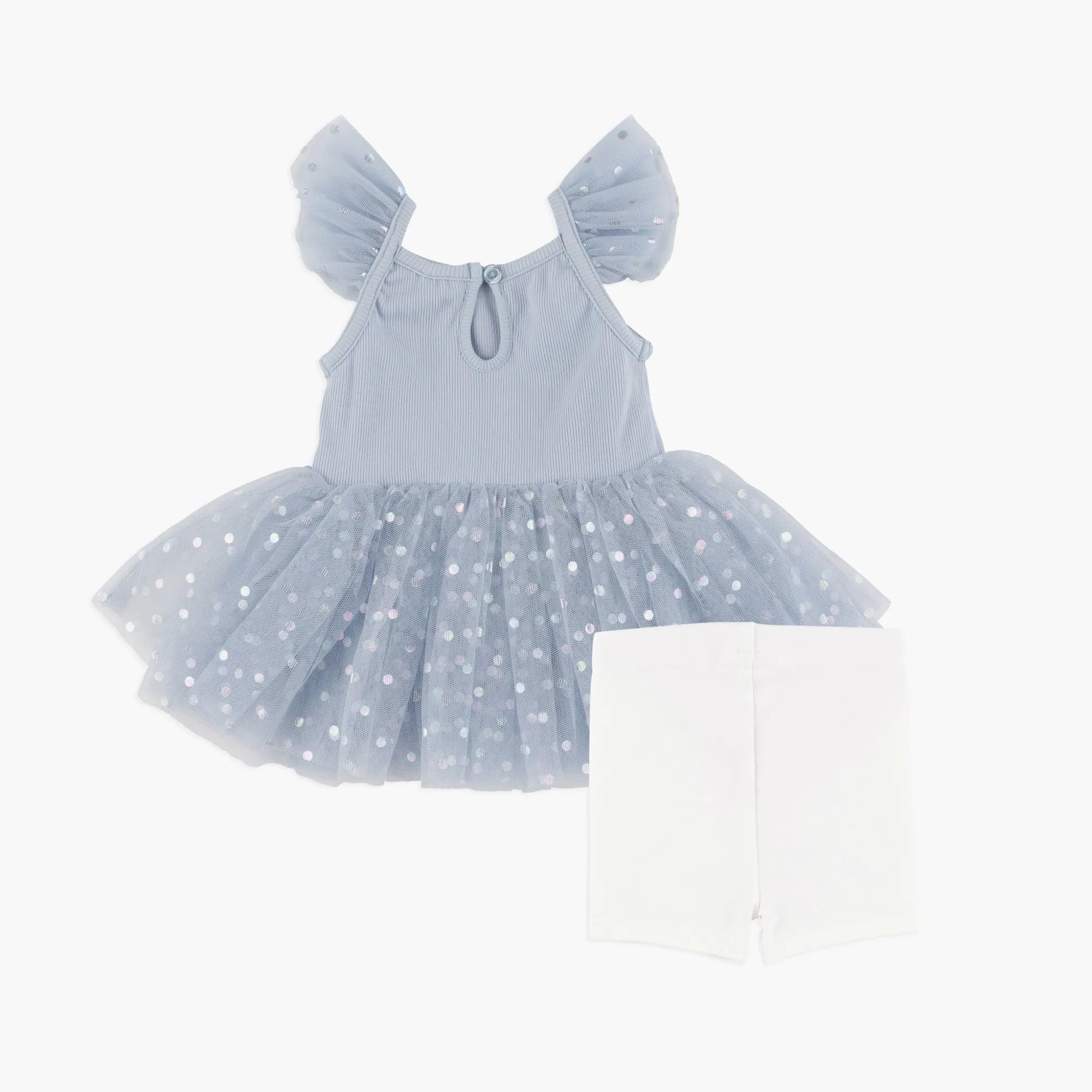 Blue Tutu Top & Bike Short Set