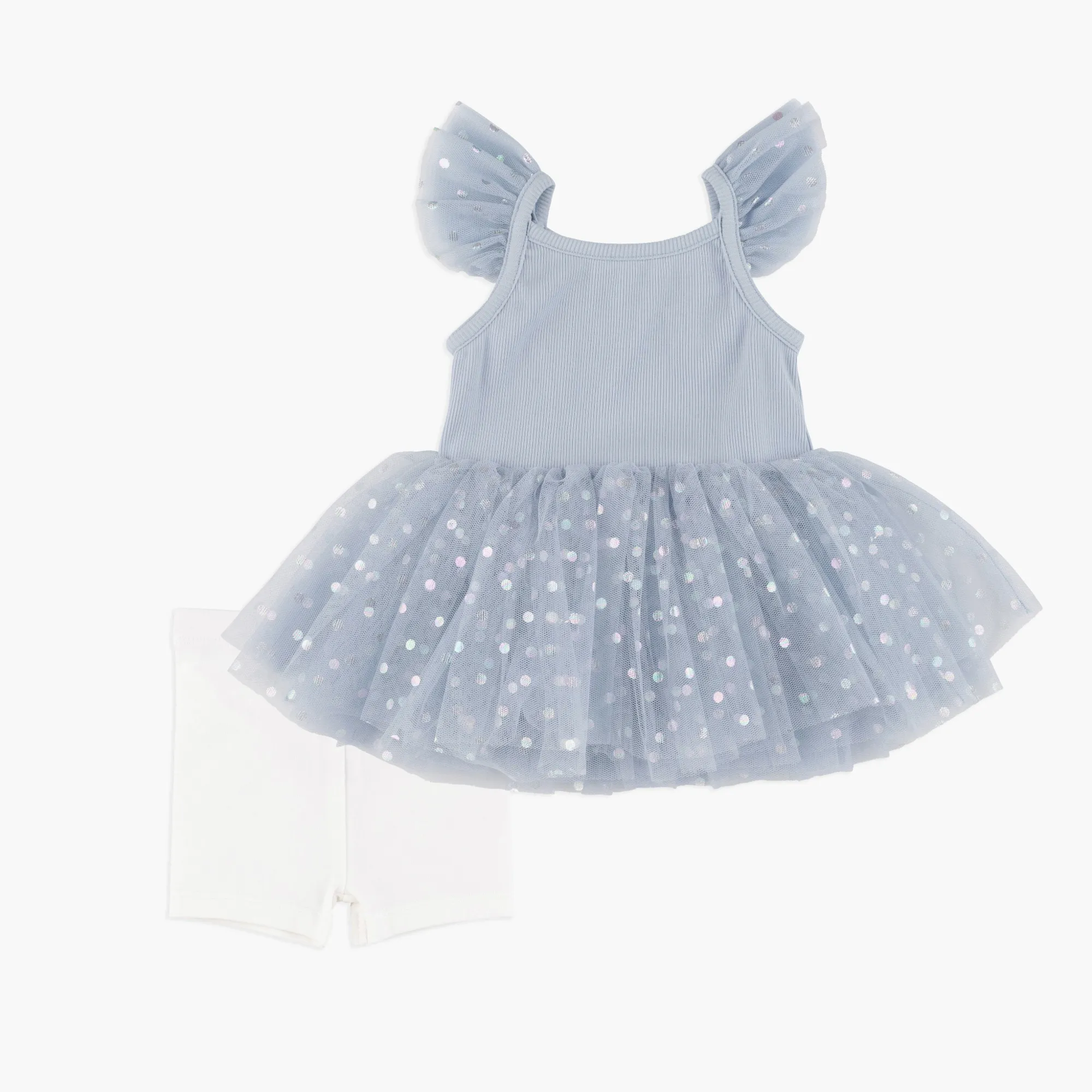 Blue Tutu Top & Bike Short Set