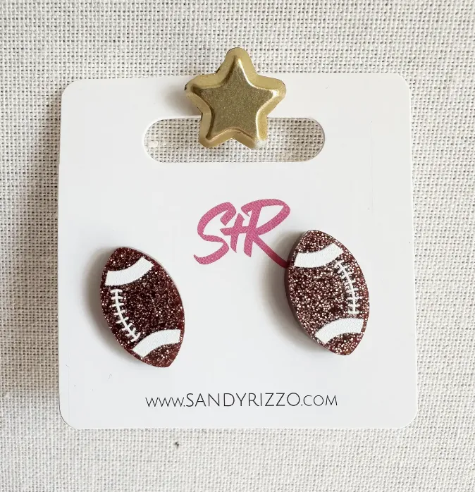 Brown Glitter Football Stud