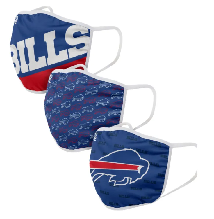 Buffalo Bills NFL Football Gametime Foco Pack of 3 Adult Face Covering Mask