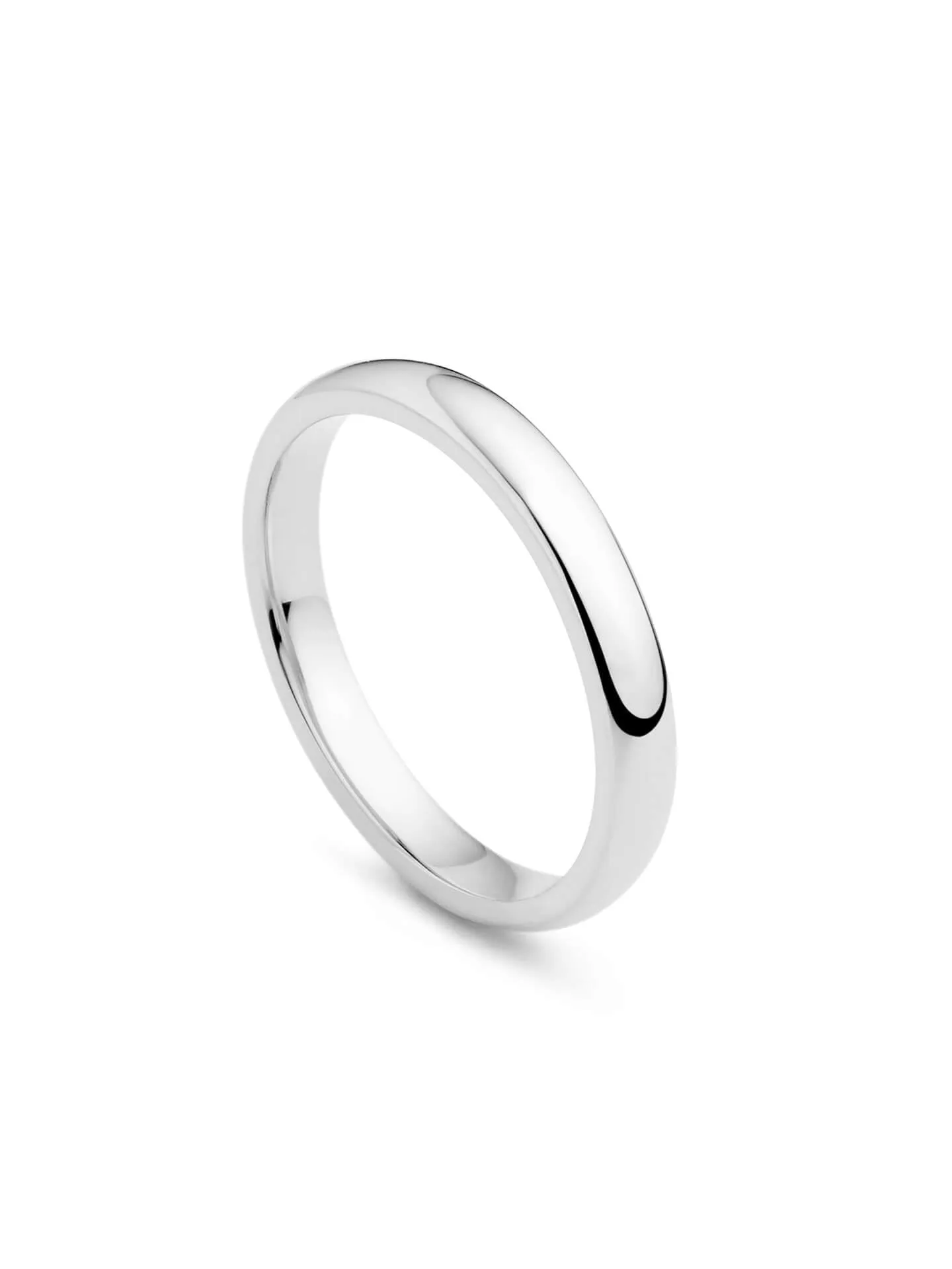 Classic Men's Court Shaped Platinum Wedding Band (3mm Width)