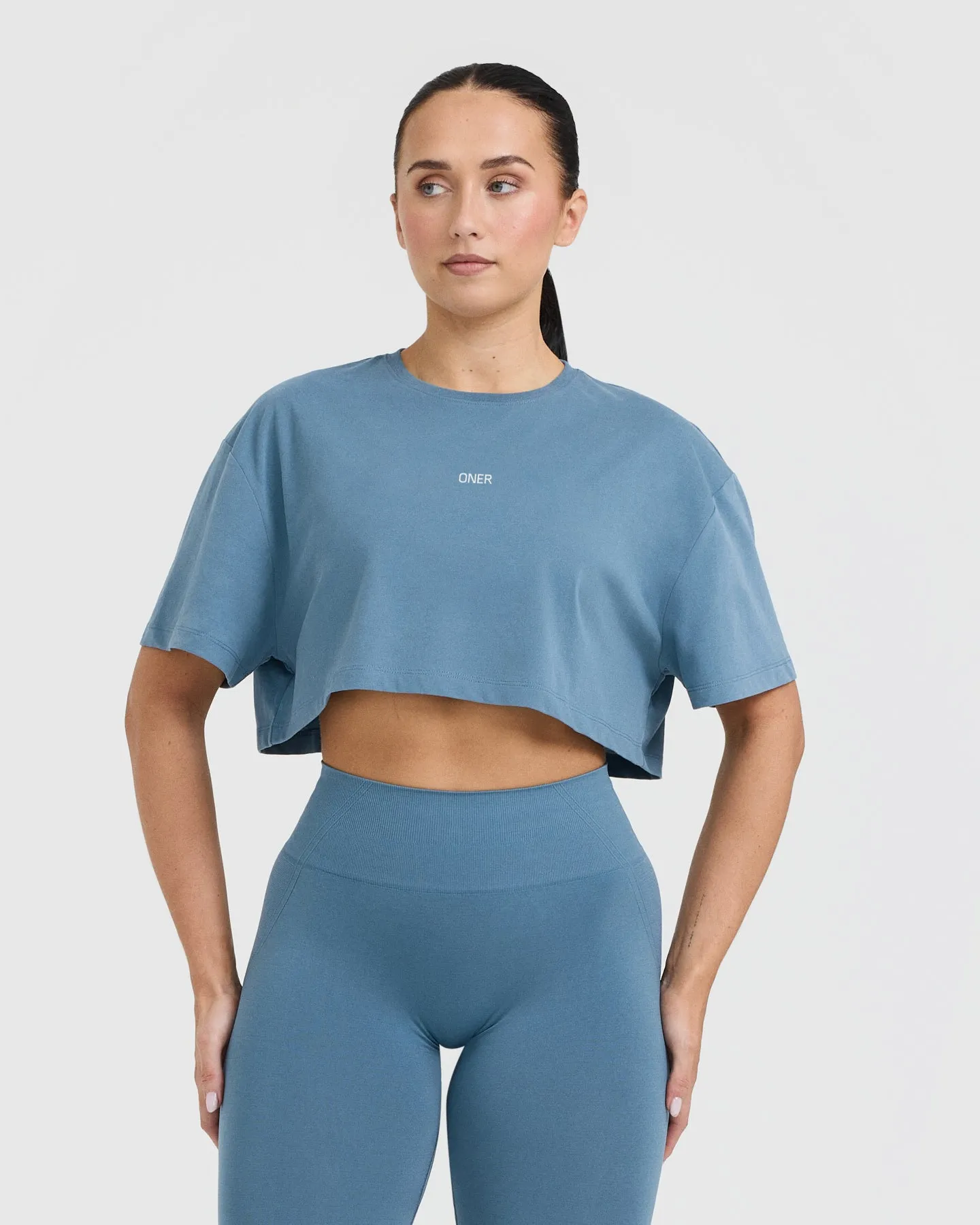 Classic Oner Graphic Crop Lightweight T-Shirt | Moonstone Blue