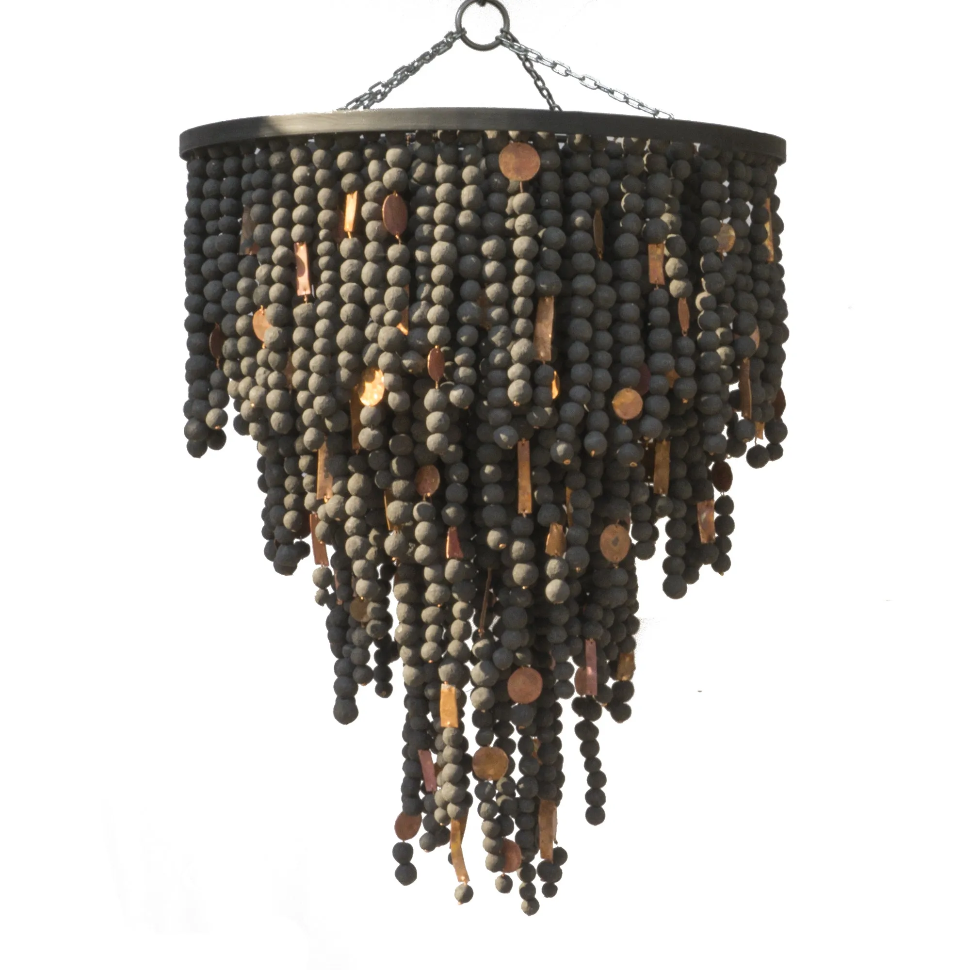 Clay Bead & Copper Chandelier