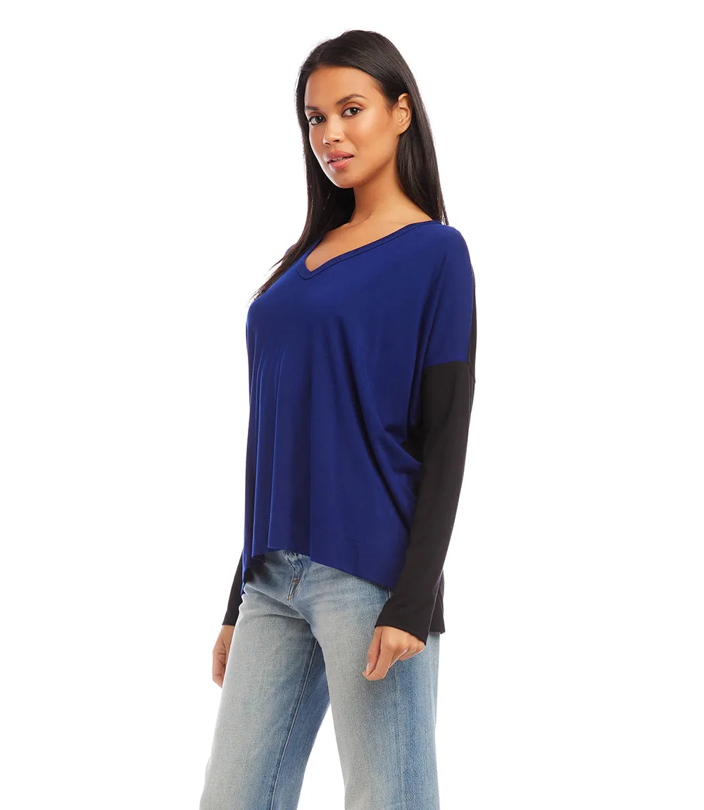 Colorblock V-Neck Top