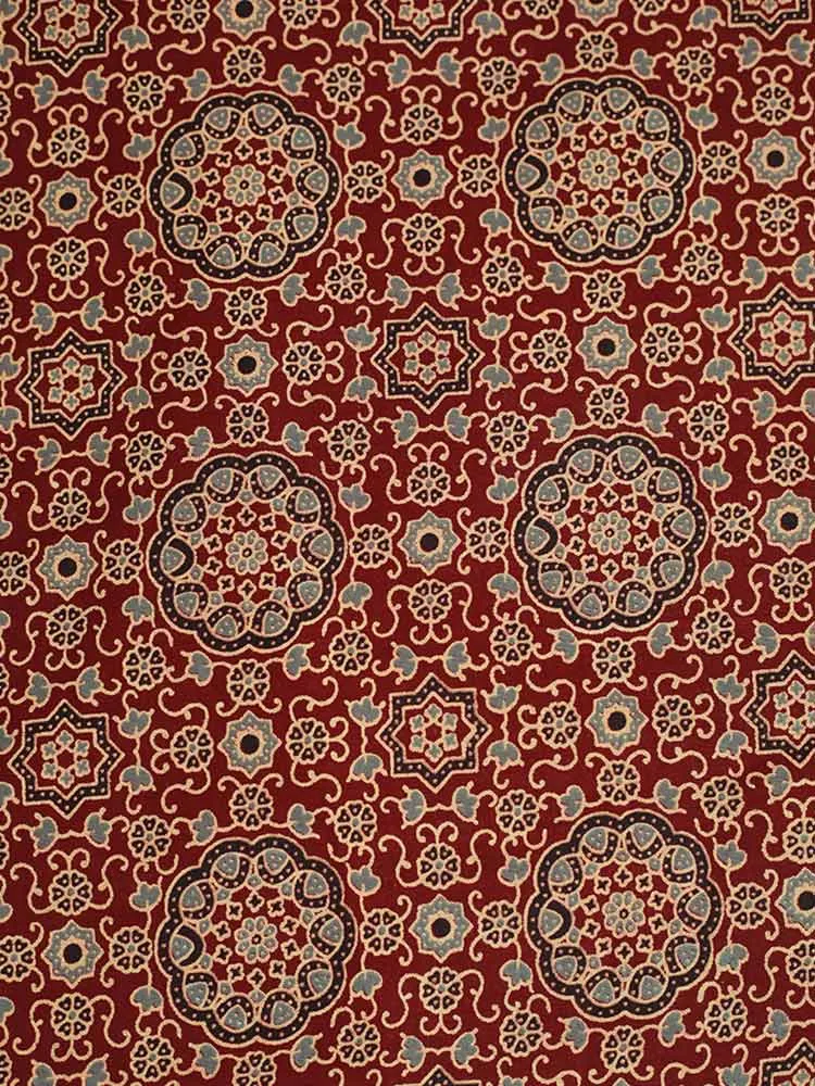 Cotton Running Material - Ajrakh Floral Print Design