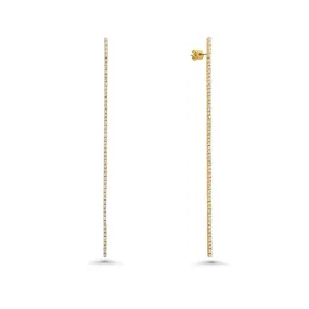 Diamond Line Tennis Earrings (1.20 ct.) 4 Prongs Setting in 14K Gold