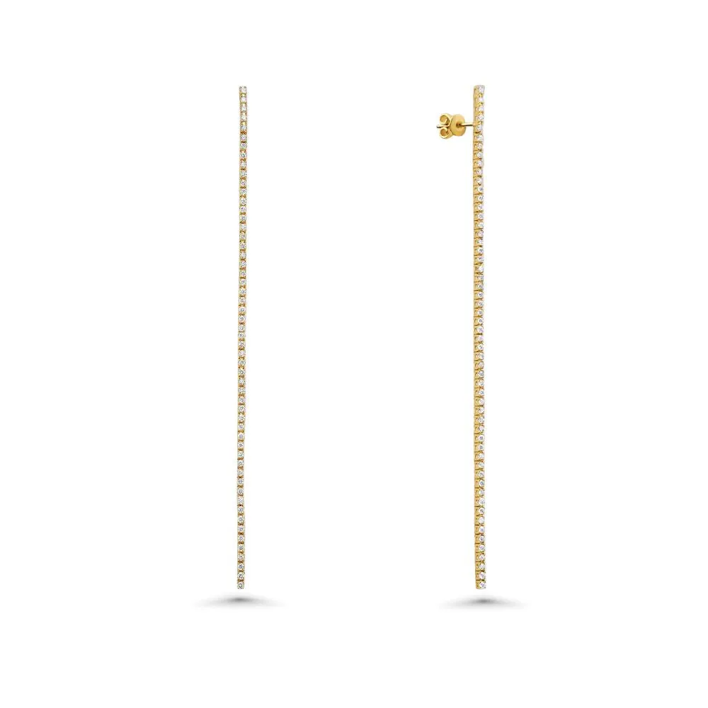 Diamond Line Tennis Earrings (1.20 ct.) 4 Prongs Setting in 14K Gold