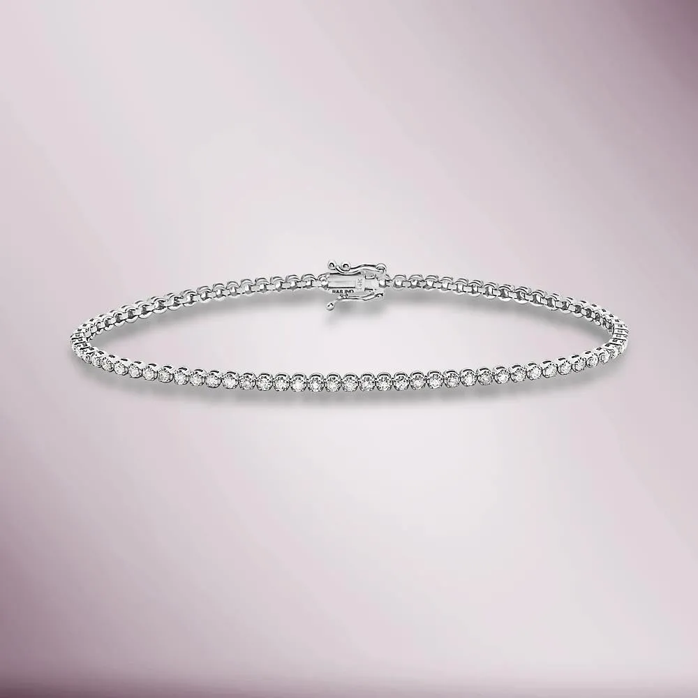 Diamond Tennis Bracelet (4.00 ct.) 4.5 mm Buttercup Setting in 14K Gold