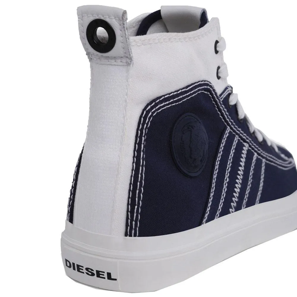 Diesel S-Astico Mid Lace Hi Top Trainers - Blue / White