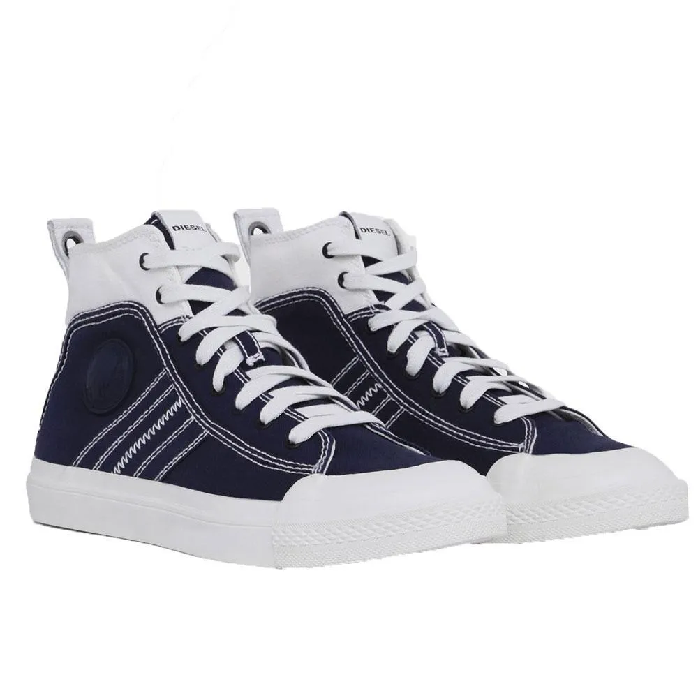 Diesel S-Astico Mid Lace Hi Top Trainers - Blue / White