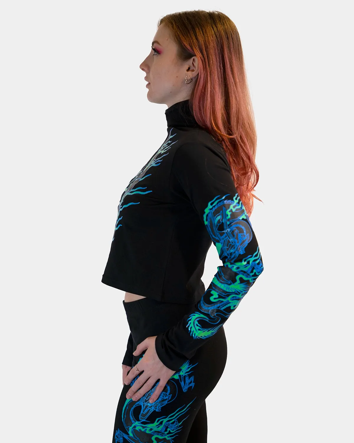 DRAGONITE HIGH NECK LONG SLEEVE TOP BLACK