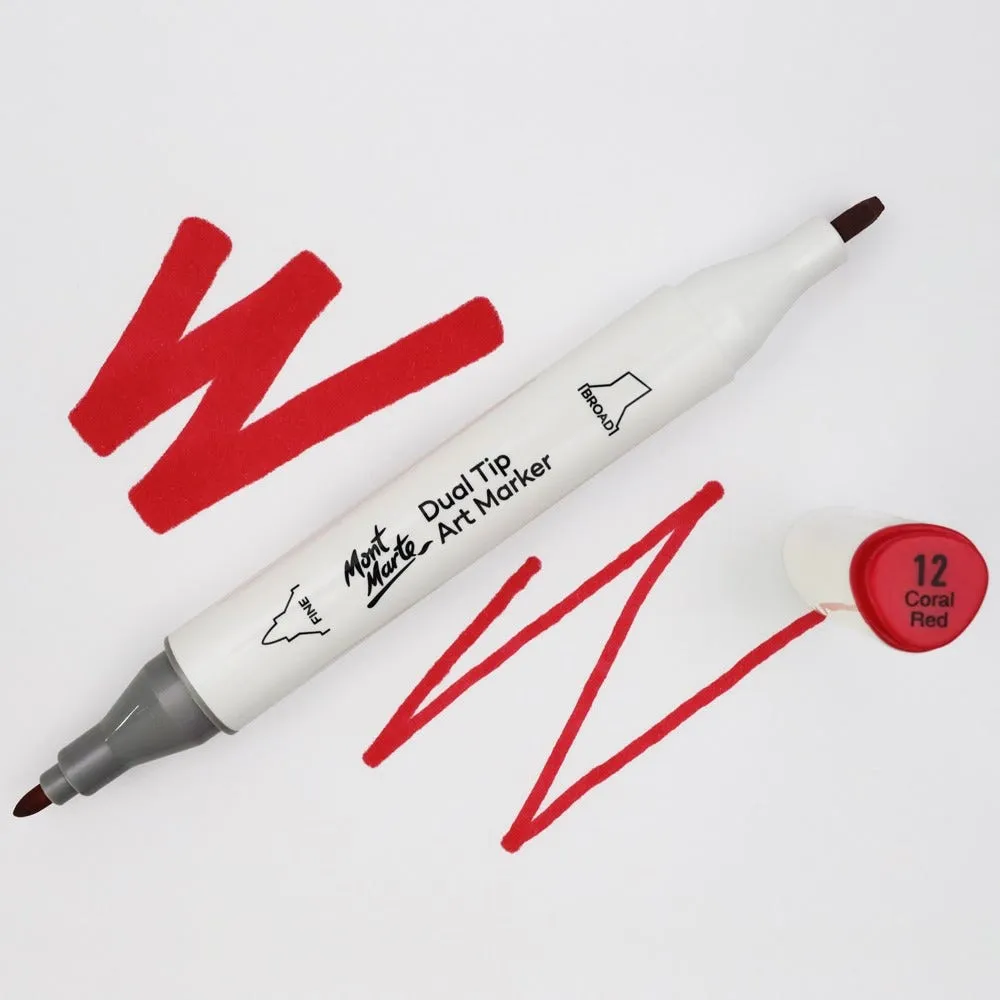 Dual Tip Art Marker Premium - Coral Red 12