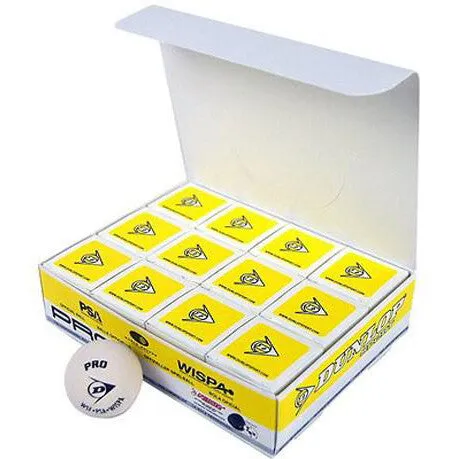 Dunlop Pro White Squash Ball - 1 Dozen