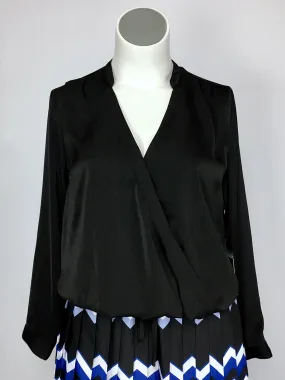 eloquii Size 16 Black Sateen Faux Wrap Shirt NWT