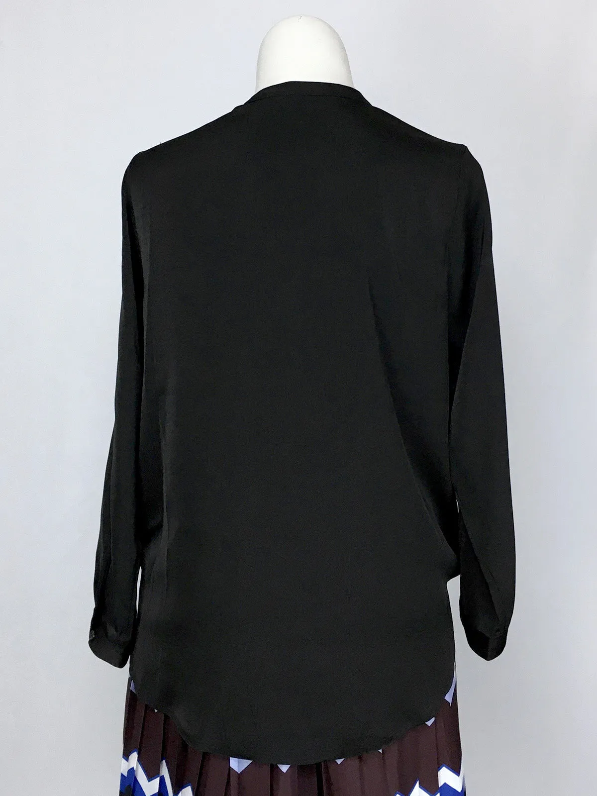 eloquii Size 16 Black Sateen Faux Wrap Shirt NWT