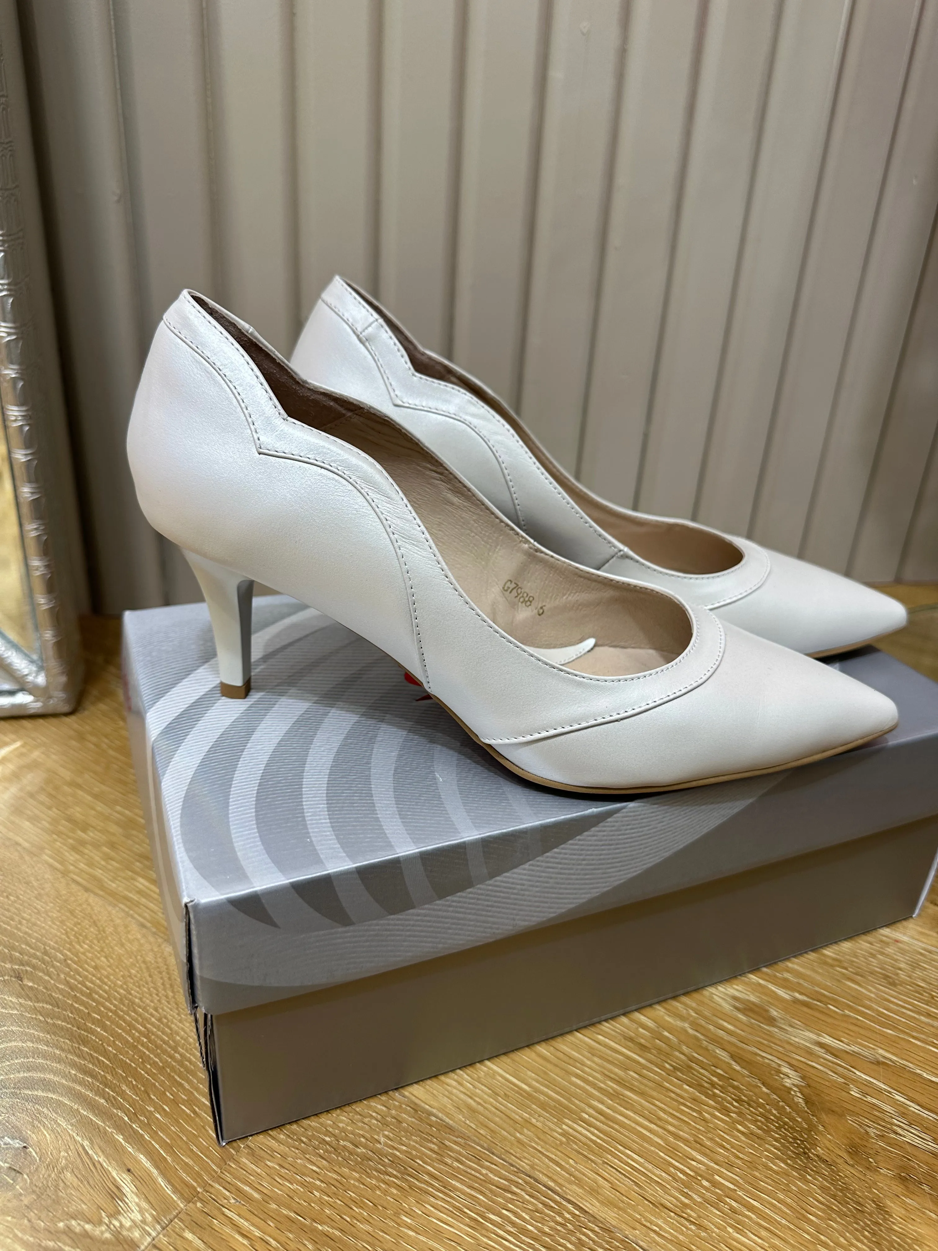 Emis Ivory Low Heel Court Shoe